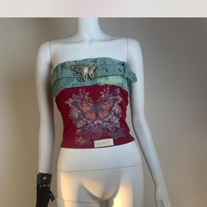 Unique Y2K Butterfly Tube Top w/ Butterfly Accent